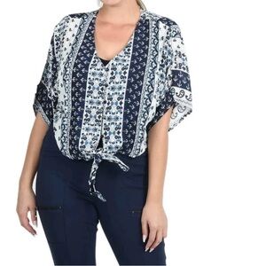 NWT Jovie Paisley Tie Front Blouse